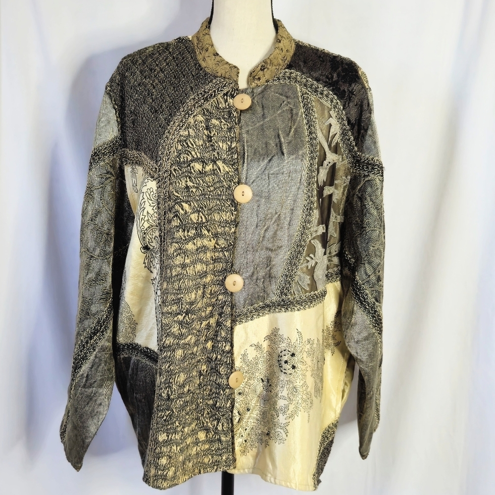 Vintage Patchwork Button-Up Jacket By Flashback.